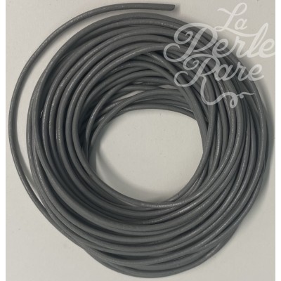Cordon de cuir de vachette - gris 1.5 mm (1 mètre)